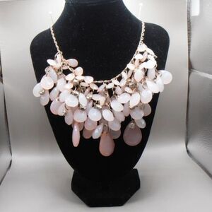 Natasha Blush Pink Statement Bib Necklace w/ Rhinestones – 22" Adjustable ✨💗